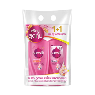 (แพ็คคู่สุดคุ้ม 1+1) ซันซิล แชมพู 325 มล.+ ครีมนวดผม ขวดปั๊ม ขนาด 300 มล. SUNSILK SHAMPOO + CONDITIONER PUMP BOTTLE