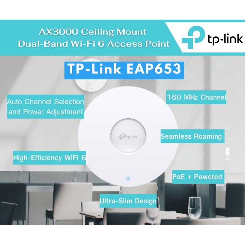 [มีของพร้อมส่ง 🔥🔥] TP-Link EAP653 AX3000 Ceiling Mount Dual-Band Wi-Fi 6 Access Point