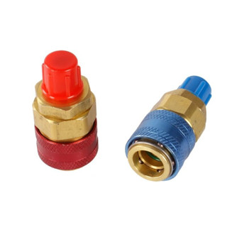 คอปเปอร์ เติมน้ำยาแอร์ R134a แพคคู่ (สีน้ำเงิน+สีแดง) AC Coupler R-134a คอปเปอร์แอร์ หัวเติมน้ำยาแอร์134