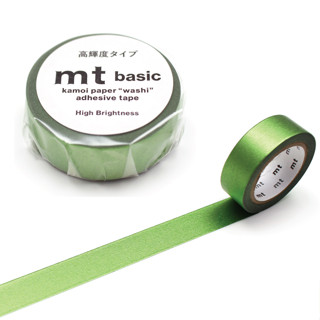 mt masking tape yellow green (MT01P537) / เทปตกแต่งวาชิ สีเขียวอมเหลืองวาว แบรนด์ KAMOI mt masking tape ประเทศญี่ปุ่น