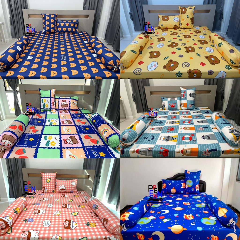 ผ้าปูที่นอน 3.5ฟุต 5ฟุต 6ฟุต (ไม่มีปลอกหมอน) COTTON ยางรัดมุม สูงถึง 10นิ้ว
