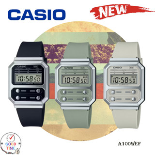 Casio แท้ นาฬิกาข้อมือผู้หญิง รุ่น A100WEF-1ADF,A100WEF-3ADF,A100WEF-8ADF (สินค้าใหม่ ของแท้ มีใบรับประกัน)