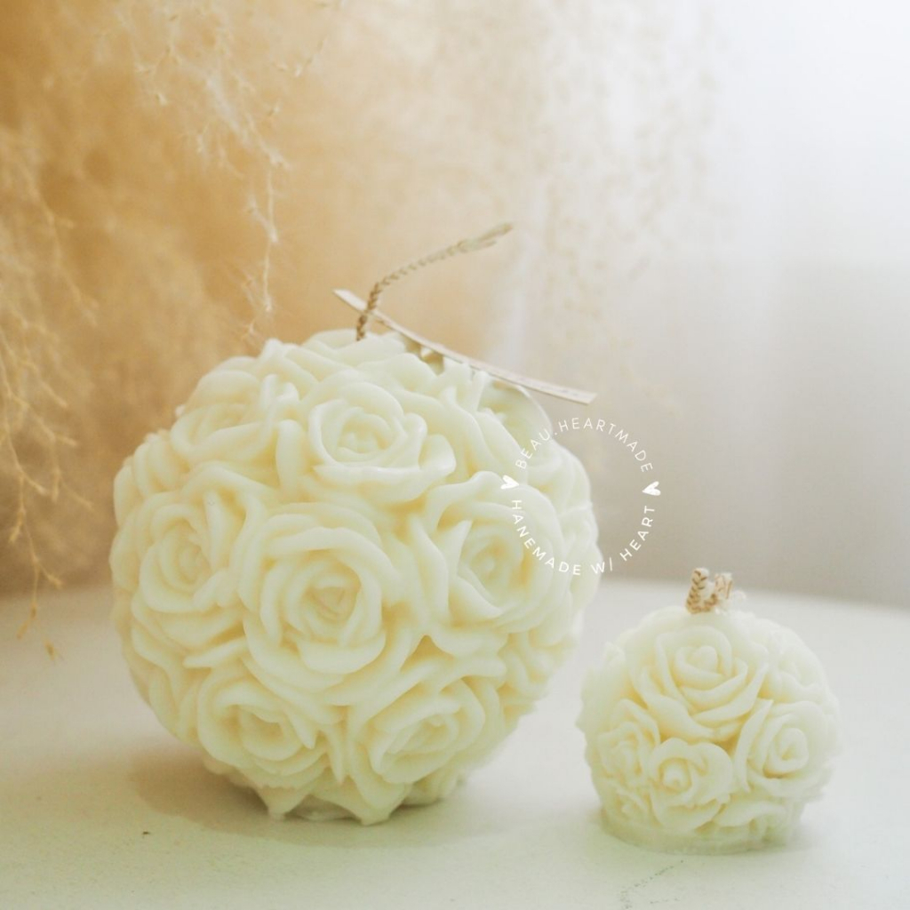 เทียนหอมรูปทรง ดอกกุหลาบ(ลูกกลมได้2ชิ้น)-Rose เทียนหอมไขถั่วเหลือง เทียนตกแต่งห้อง ไร้ควัน ไม่มีพาราฟิน ของขวัญวาเลนไทน์ - รูปที่ 6