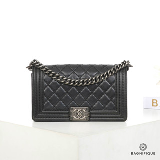 CHANEL BOY 10_ BLACK LAMB RHW