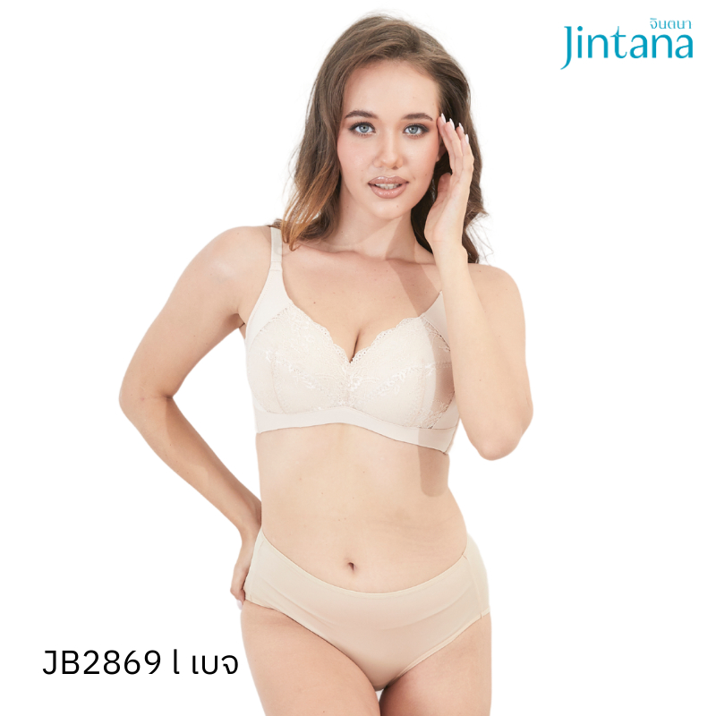 Jintana เสื้อชั้นใน จินตนา รุ่น Basic+ รหัส JB2869 (ไม่มีโครง) Wireless สีเบจ เสื้อในกระชับ เก็บส่วนเกิน ทรงสวย ใส่สบาย