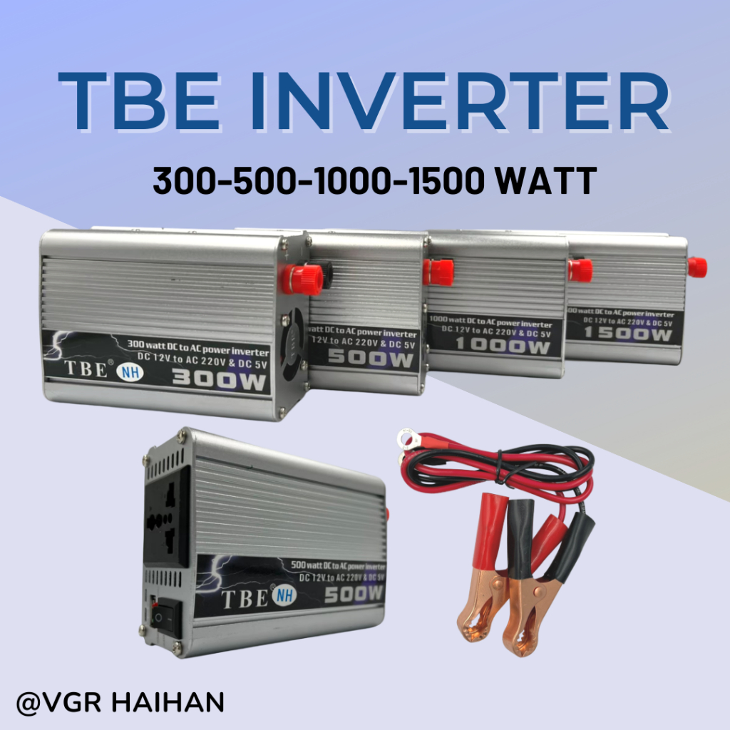 เครื่องแปลงไฟ TBE Inverter ใช้เปลี่ยนไฟรถเป็นไฟบ้าน 300-500-1000-1500 Watt 12v