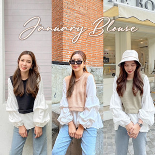 (โค้ด L299HIT ลด 20%) JANUARY BLOUSE  เสื้อสไตล์สาวเกา ดีเทลน่ารักมากกก คอกลม แขนฟูกำลังดี หน้าสั้นหลังยาวเล็กน้