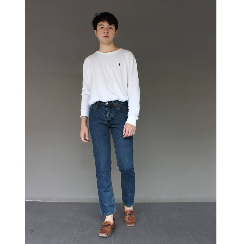 Golden Zebra Jeans กางเกงยีนส์ชายขากระบอกเล็กผ้าไม่ยืดสีกรมท่า ฟ้า สนิมเขียว(sizeเอว28-40) #909 ราคา ถูกที่สุด ดีลบีเคเค แกลเลอรีภาพที่ 8