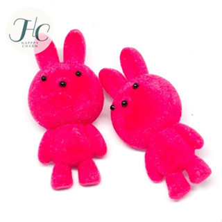 ต่างหูกระต่ายชมพูสดใส ผ้ากำมะหยี่ ตัวใหญ่ น่ารักโดดเด่น Bunny Earrings