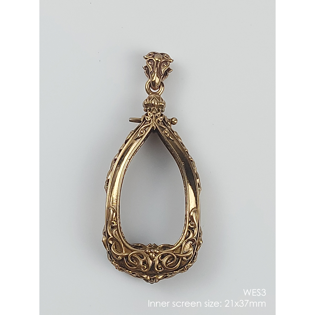 WES3GoldenBronze Wessuwan amulet casing 21x37mm กรอบพระบรอนซ์ทอง เวสสุวรรณ
