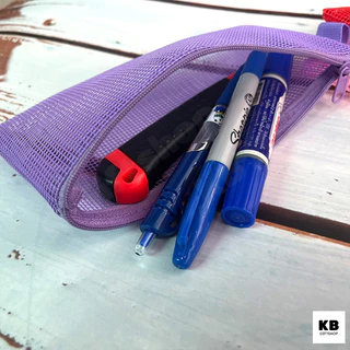 KB ขายส่ง ยกโหล (12ใบ) กระเป๋าดินสอ กล่องดินสอ อุปกรณ์เครื่องเขียน ขนาด 4x8 นิ้ว ผ้าตาข่าย