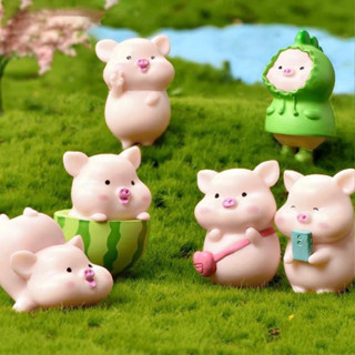โมเดลน้องหมูการ์ตูน 7 ตัว/ ชุด🐷แต่งสวน
