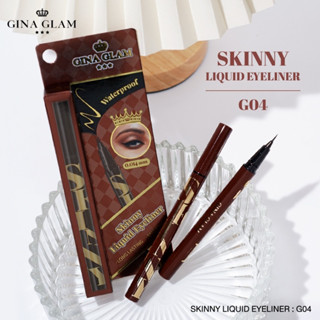 GINA GLAM G04 SKINNY LIQID EYELINER อายไลเนอร์ หัวพู่กัน เส้นเล็ก ขนาด 0.014 mm. ติดทนนาน แห้งไว