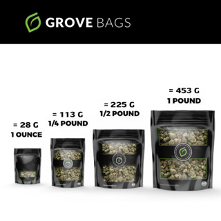 Grove Bags ถุงบ่ม มี 4 ขนาด 1Ounce 1/4 1/2 1Pound