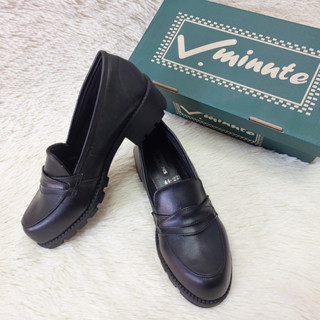 Pic up By Vminute#LOAFER44-221 รองเท้าหนังโลฟเฟอร์ รองเท้าดัมเมเยอร์ เชียร์ลีดเดอร์ ทรงเกาหลี ส้นสูงหนาสไตล์เกาหลี (13)