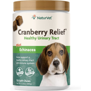 Naturvet Cranberry Relief DOG (เม็ดขนม) เสริมระบบทางเดินปัสสาวะสุนัข กันโรคนิ่ว บำรุงไต เสริมภูมิสุนัข