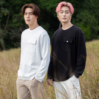 เสื้อยืดแขนยาว กระเป๋ากระดุม ผ้าตาราง