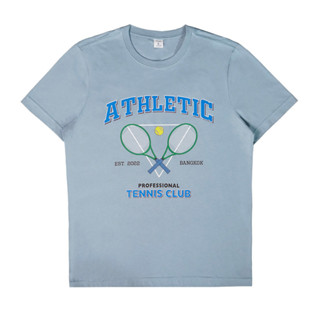 เสื้อยืดพิมพ์ลาย TENNIS CLUB สีฟ้า