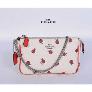 กระเป๋าโค้ช coach ผู้หญิง ของแทั 100% กระเป๋าโคชแท้ 100% กระเป๋าโค้ชพอช POUCH LADYBUG PRINT กระเป๋าโค้ดสะพายข้าง โคด