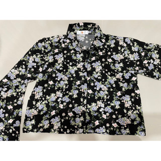 เสื้อลายดอก แขนยาว เสื้อแขนยาว กระดุมเพชร #มือหนึ่ง อก38