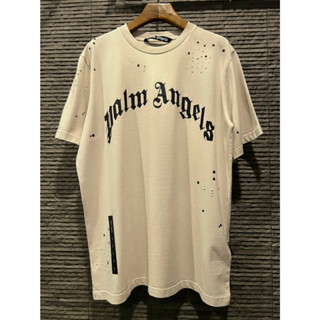 PALM ANGELS CLASSIC LOGO DESTROY COTTON TEE เสื้อยืดคอกลมแขนสั้น แบรนด์ปาล์มแองเจิล