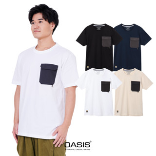 OASIS รุ่น MTF-1760 เสื้อยืดผู้ชาย คอกลม แบบมีกระเป๋า cotton100%