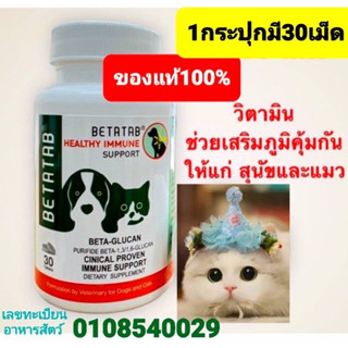 Betatab ถูกที่สุด🔥วิตามินเสริมสร้างภูมิคุ้มกัน สำหรับสุนัขและแมว ขนาดบรรจุ 30 เม็ด