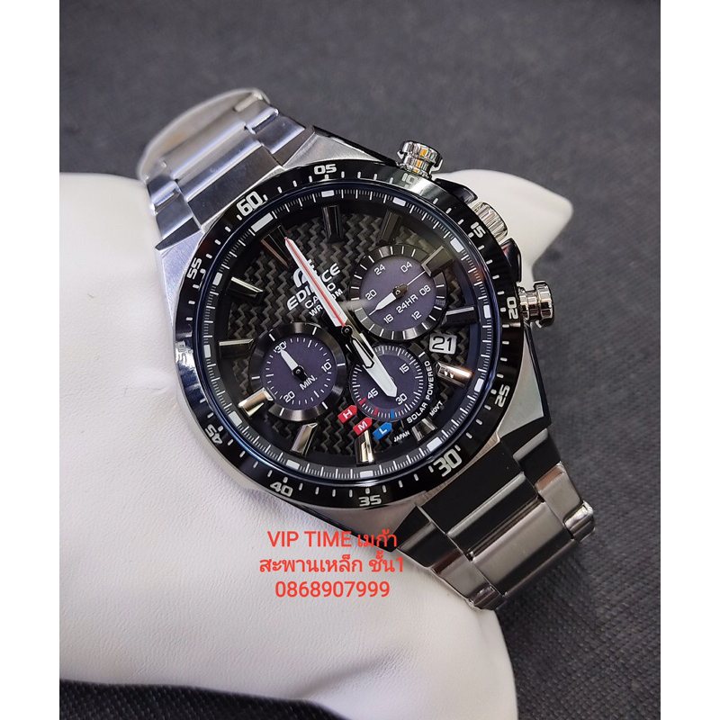 Casio Edifice นาฬิกาข้อมือผู้ชาย สายสแตนเลส Solar Chronograph รุ่น EQS-800CDB-1A