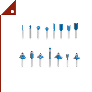 Hiltex : HLT10100* ชุดใบมีดเราเตอร์ Tungsten Carbide Router Bits, 15-Pcs Set , Blue