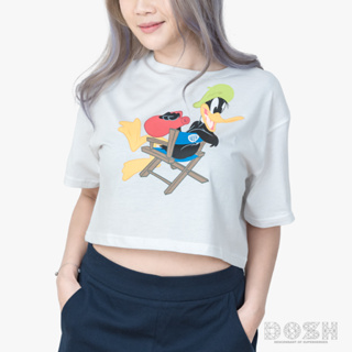 DOSH WOMENS CROPPED TOPS WB เสื้อยืดครอปสั้น ผู้หญิง DWAWT1003-OW