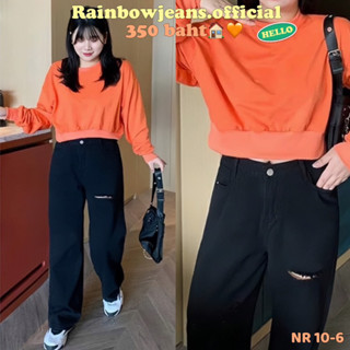 🎨🧡ยีนส์สาวอวบ S-8XL🏠รุ่น NR 10-6 ดำสนิทCng by rainbow.jeans