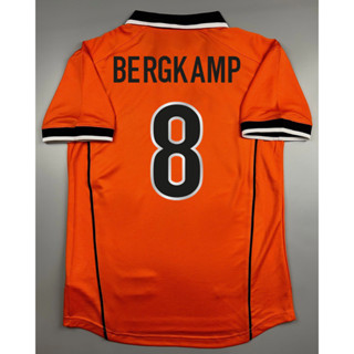เสื้อบอล ย้อนยุค ทีมชาติ ฮอลแลนด์ 1998 เหย้า Retro Holland Netherlands Home พร้อมเบอร์ชื่อ 8 BERGKAMP เรโทร คลาสสิค