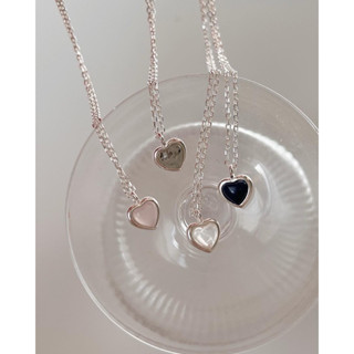 A.piece สร้อยเงินแท้ [all silver 925+mineral stone] Heart stone necklace(368)