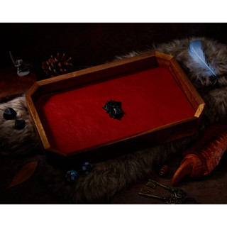 Dragon Shield Dice Tray | Red Leather &amp; Metal Shield Black | Octagon Dice Tray | Genuine Leather | RPG Dice