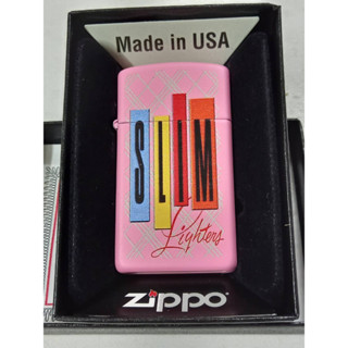 ZIPPO 1638 SLIM FULL FACE PINK MATTE COLOR IMAGE   ผลิตปี2015 ถังในตรงปี  ของใหม่ไม่ผ่านการใช้งาน  มาพร้อมกล่องตรงรุ่น