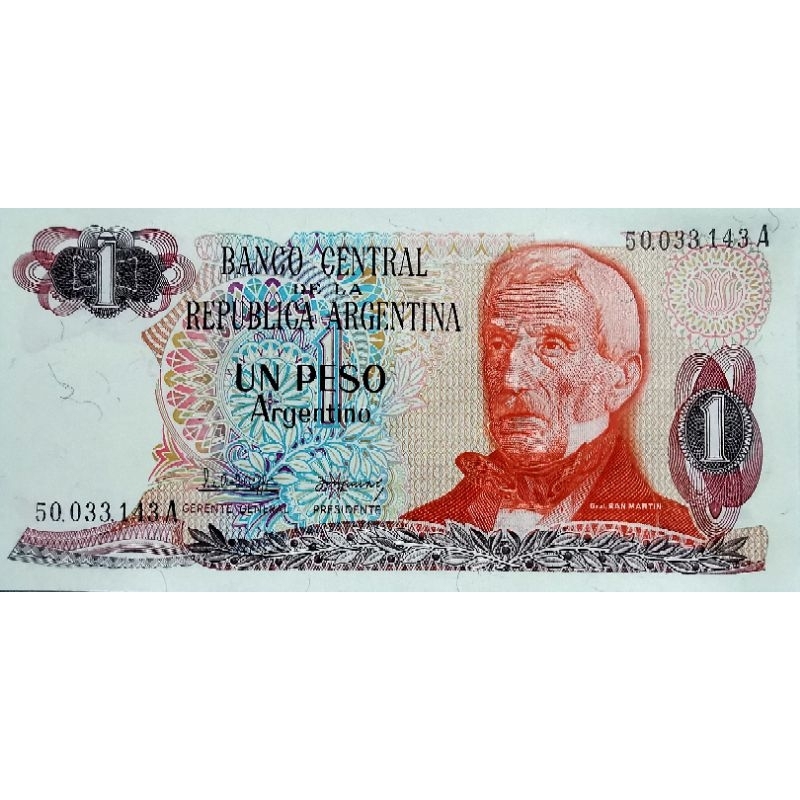 แบงก์​อาร์เจน​ติ​น่า​ Argentina, 1 Peso, (รุ่น​เก่า), ไม่​ผ่าน​ใช้​ UNC, B789T