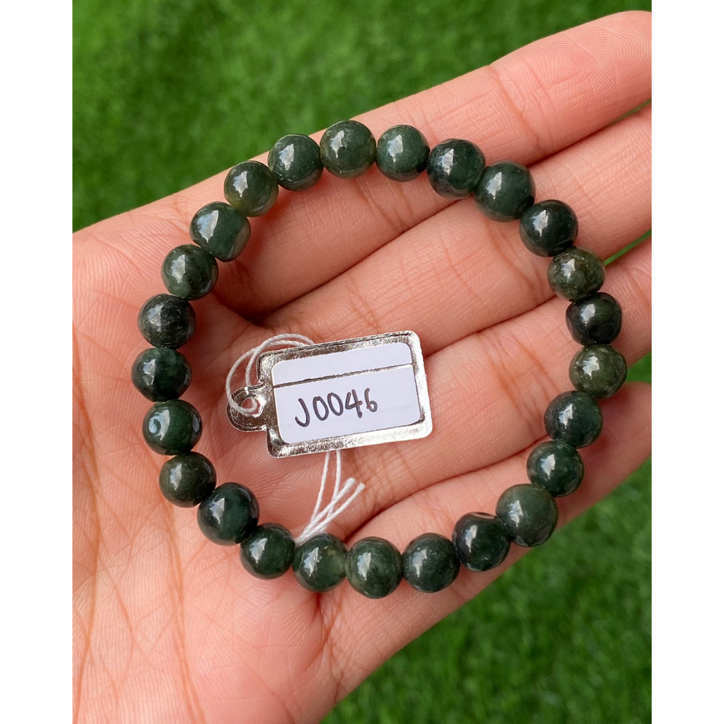 J0046 หยก พม่า แท้ Jade กำไล ประคำหยก (Jadeite Beads Bracelet) พม่า (Myanmar)