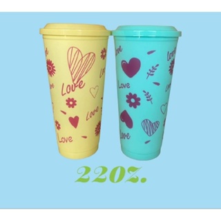 แก้ว 22 oz pp แข็ง สกรีนลาย Love Love คละสี พร้อมฝาเรียบแข็ง คละสี 
รหัส K-22/k/90