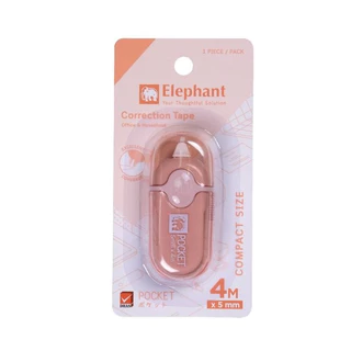 เทปลบคำผิดตราช้าง รุ่นพ็อคเก็ต pocket กว้าง 5 มม.ยาว 4 เมตร คละสี เนื้อสีขาว correction tape