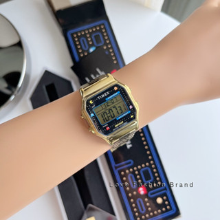 👑ผ่อน0%~แท้100%👑 นาฬิกาข้อมือ สีทอง TIMEX T80 X PAC-MAN 34mm Watch