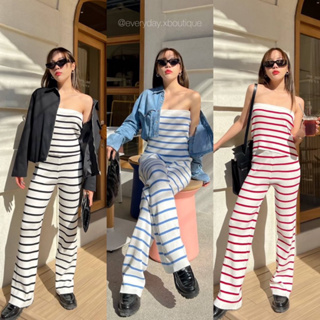 NEW!! Stripe set➖(490฿ฟรีส่ง) จัดจ้านไม่แพ้ใคร สายแซ่บต้องจัด ชุดเซ็ตเกาะอก ผ้าknitทอ ผ้าหนากำลังดี ลายทาง ริ้ว akkara