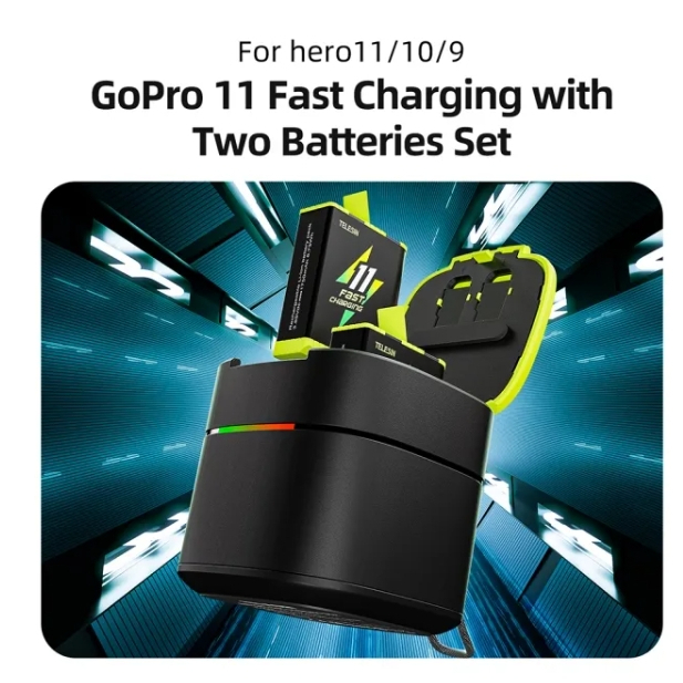 [ FCK-B11 ] Telesin Battery fast charging box พร้อม แบตเตอรี่2ก้อน สำหรับ Gopro 11/10/9