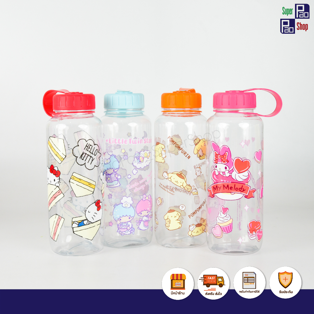 กระบอกน้ำ PVC กระบอกน้ำลายการ์ตูนลิขสิทธิ์ Sanrio กระบอกน้ำพลาสติก กระบอกน้ำมีหูหิ้ว กระบอกน้ำพกพา แก้วน้ำพกพา