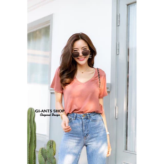 เสื้อยืดคอวีโอเวอร์ไซด์ style zara เสื้อแฟชั่นผู้หญิง(โรงงานไทย)