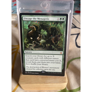 การ์ด MTG Uncage the Menagerie Green EDH Commander Magic the gathering รุ่น HOU สภาพ Nm