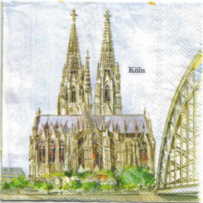 Pladao Napkin ภาพ Landmark เมือง Cologne โคโลญ เยอรมัน กระดาษ แนพกิ้น สำหรับงานศิลปะ เดคูพาจ decoupage ขนาด L 33x33