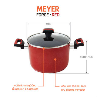 ไมย์เออร์ หม้ออลูมิเนียม 2 หู FORGE RED รุ่น 22020-T ขนาด 20 ซม. สีแดง