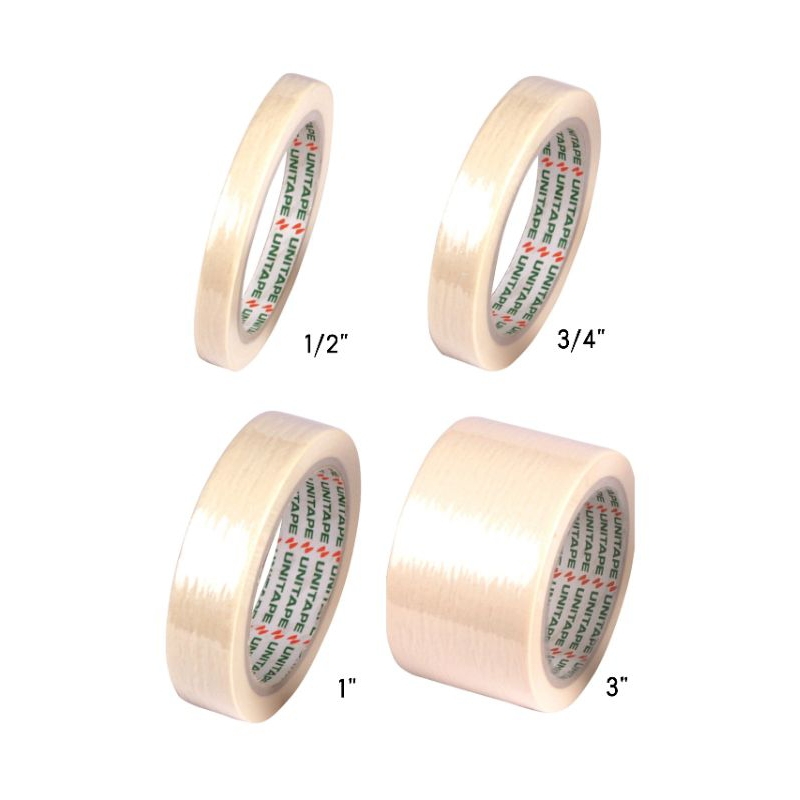 กระดาษกาวย่น Unitape แกน3" เทปกาวย่น ยูนิเทป Masking Tape 25y มีขนาด1/2" , 3/4" , 1" ,2" ,3"