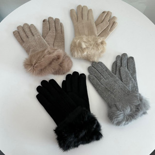 u_morestuff 🧤พร้อมส่ง Kate fluffy glove ถุงมือกันหนาว ผ้าวูล ทัชสกรีนได้ บุขนด้านใน หนา อุ่นมาก ☃️