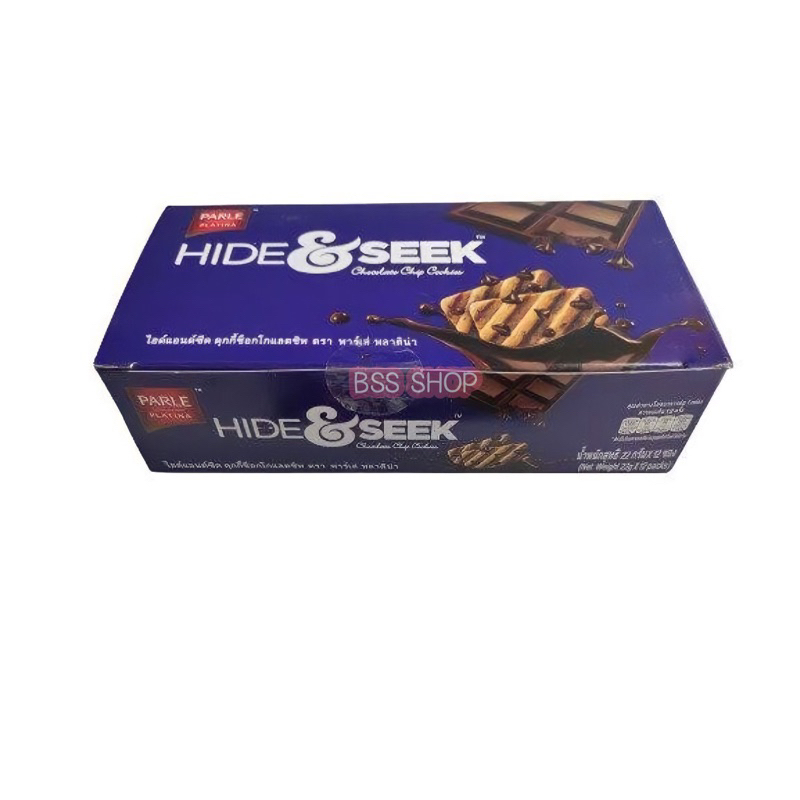 Parle Platina Hide & Seek Chocolate Chip Cookies คุกกี้ซ็อกโกแลตชิพ ไฮด์แอนด์ซีค 121กรัม บรรจุ 12ซอง